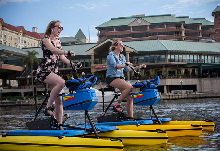 Tour Tampa Bay by water bike.