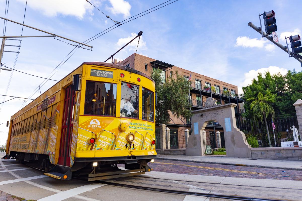 TECO Streetcar in Ybor by Jose Marti Park