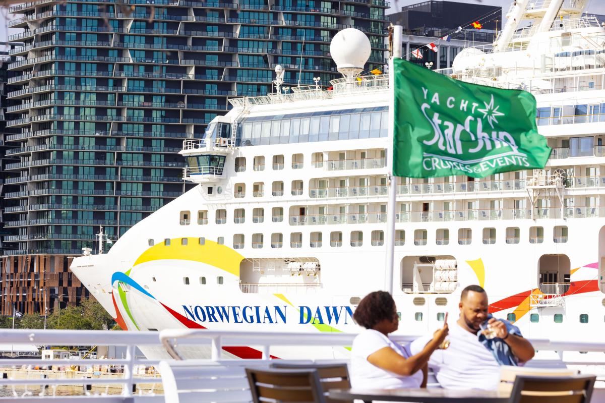 Port Tampa Bay Norwegian Dawn ship docked in Sparkman Wharf