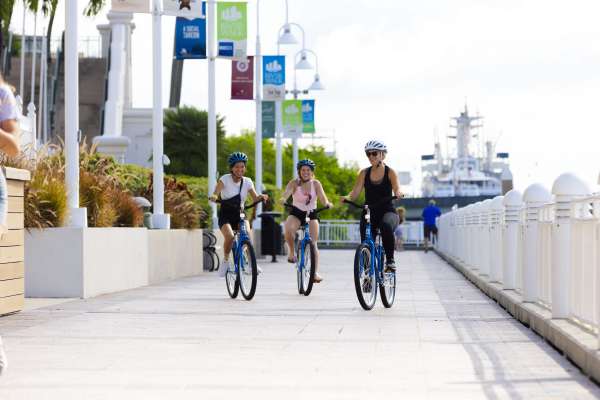 Biking on the Tampa Riverwalk